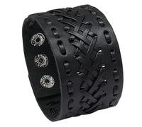 Wide Leather Bracelet Unisex Braided Cuff Bangle Punk Rock Vintage Cuff Wristbands Wide Adjustable Snap Button For Men Women Jewelry Gift Brown