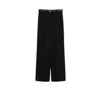 Wide Leg Cady Trousers with Belt - female - Max Mara Studio - Wide Trousers - Black - L - Trousers L