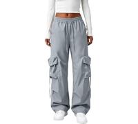 Wide Leg Cargo Trousers Women Loose Fit Work Trousers With Multi Pockets | Lightweight Walking Trouser With Drawstring High Waisted Quick Dry Outdoor Hiking Tracksuit Bottoms For Jogging Trekking Gym
