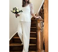 Wide-Leg Crepe Trousers by ENVIE DE FRAISE, Wedding Capsule Collection ecru