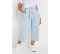 Wide Leg Cropped Denim Jeans Yours Light Blue 22