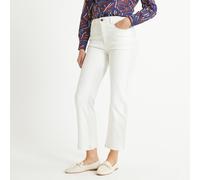 Wide Leg Cropped Mid Rise Jeans Ecru