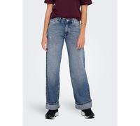 Wide Leg Hemmed Jeans medium blue