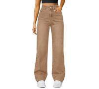 Wide Leg Jeans for Women UK Elasticated High Waist Flare Denim Trousers Baggy Stretch Straight Leg Jeans Loosefit Y2K Slim Fit Boyfriend Denim Pants Jeggers Streetwear with Pockets (Khaki-b, XXL)
