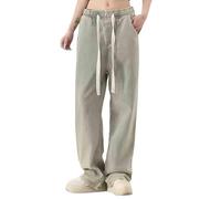 Wide Leg Jeans for Women UK Elasticated High Waisted Denim Trouser Drawstring Jeans Stretchy Baggy Straight Leg Jean Pants Ladies Classic Washed Denim Loose Y2K Boyfriend Jeggers with Pockets