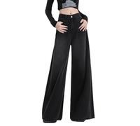 Wide Leg Jeans for Women UK Flared Jeans Boyfriend High Waited Baggy Wide Leg Jeans Y2k Streetwear Retro Loose Fit Denim Pant with Pocket Holiday Essentials for Women