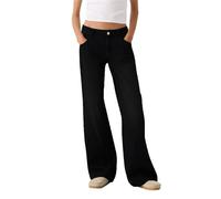 Wide Leg Jeans for Women UK High Waisted Tummy Control - Super Stretchy Pull On Denim Pants with Deep Pockets | Slimming Marble Wash Everyday Comfort for Work, Lounge & School Run