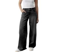 Wide Leg Jeans for Women UK Stretchy Elasticated Waist Denim Palazzo Trousers for Women UK Classic Elegante Solid Color Denim Pants Comfy Lounge Loose Breathe for Spring Fall Winter