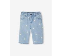 Wide-leg jeans with small embroidered hearts double stone