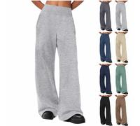 Wide Leg Joggers for Girls Plain School Trousers High Waisted Straight Leg Tracksuit Bottoms Elasticated Sweatpants Pockets Baggy Sports Pants (Black, 4-5 Years)