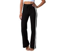 Wide Leg Joggers for Women Elasticated High Waist White Stripe Running Casual Loose Sweatpants Activewear Trousers Tracksuit Bottoms Workout Gym Yoga Lightweight Sport Pants with Pocket