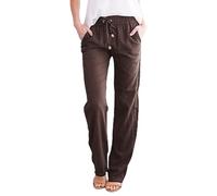 Wide Leg Lounge Pants Women - Straight Leg Trousers For Women Stretch Petite Linen Trousers Womens Elasticated Waist Solid Color Stretch Plain Pants With Pockets Plus Big Office Casual Relax Fit