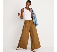 Wide Leg Pleated Poplin Trousers lands end Brown 18