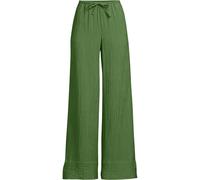 Wide Leg Pull-on Crinkle Trousers lands end Green 16