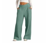 Wide Leg Sweatpants Women High Waisted Baggy Athletic Workout Joggers Pants Comfy Loose Active Trousers Fall Fashion Lounge Pants with Pockets (Green,XL)