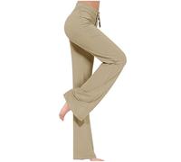 Wide Leg Trousers for Women High Waisted Tummy Control Slim Fit Yoga Flared Leggings with Pockets for Casual Workout Bottom Joggers Pants Basic Plain Pant UK Size Sale 8 10 12 14 16 18 Clearance 2XL L