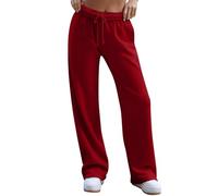 Wide Leg Trousers for Women UK Solid Color Drawstring Elastic Waist Baggy Sweatpants Lightweight Loose Women's Cropped Pants Casual Everyday Lounge Pants with Pockets Straight Leg Joggers