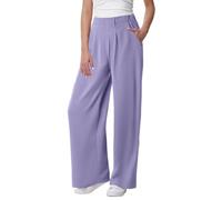 Wide Leg Trousers for Women UK Solid Color Elasticated Waist Cropped Trousers with Pockets Loose Lightweight Breathable Lounge Pants Stretchy Slim Fit Harem Pants Casual Holiday Joggers