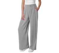 Wide Leg Trousers for Women UK Solid Color Elasticated Waist Cropped Trousers with Pockets Loose Lightweight Breathable Lounge Pants Stretchy Slim Fit Harem Pants Casual Holiday Joggers