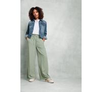 M&Co Womens Sage Green Acid Wash Wide Leg Trousers - Women's