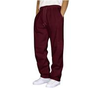 Wide Leg Trousers Men UK Men's Joggers Short Leg Mens Joggers Bottoms Open Hem Golf Trousers for Men Straight Men's Cargo Track Pants Mens jd Sports Male Wine