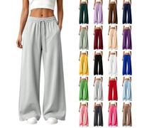 Wide Leg Trousers Trousers for Women UK Trendy Baggy Oversized Sweatpants | Elastic High Waist Sweat Pants Quick Dry Drawstring Athletic Bottoms Loose Straight Leg Jogging for Office Travel Daily Wear