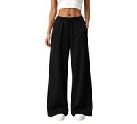 Wide Leg Trousers Trousers for Women UK Trendy Baggy Oversized Sweatpants | Elastic High Waist Sweat Pants Quick Dry Drawstring Athletic Bottoms Loose Straight Leg Jogging for Office Travel Daily Wear