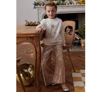 Wide-Leg Trousers with Christmas Sequins for Girls gold