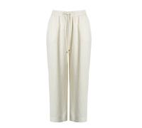 Wide-Leg Trousers with Drawstring Waist Women's Mixed Linen Mat Fashion Blanc S/M