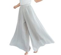 Wide Leg Trousers Women, Culottes Pants Wide Legs Pants Skirt Solid Cotton Linen High Waist Palazzo Trousers Elegant Flowy Palazzo Trousers Boho Lightweight Airy Summer Pants Flared Trousers,Beige,O