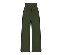 Wide Leg Trousers Women, Tailored Leisure Pants With Wide Legs Trousers Fashion Solid Bow-Knot Elasticated High Waist Palazzo Trousers Elegant Casual Office Pants Straight Leg Pants Bottoms,Armygree