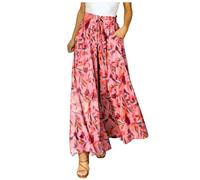 Wide Leg Trousers Women Women Summer Casual Pants Printed Comfortable Casual Wide Leg Trousers (M) Hot Pink