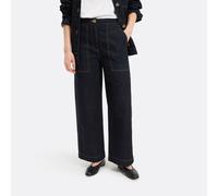 Wide Leg Utility Ankle Grazer Jeans Untreated Blue