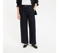 Wide Leg Utility Ankle Grazer Jeans Untreated Blue