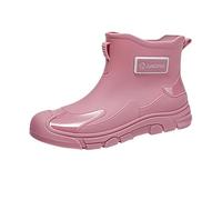 Wide Leg Wellies for Women Waterproof Boots for Women UK Sociology Rain Boots Men's and Couple Fashion Rain Non Slip Wear Shoes Outdoor Work Fishing Travel Over The Shoe Rubber Men (Pink,5.5)