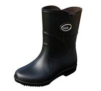 Wide Leg Wellies for Women Waterproof Boots Garden Shoes Penguin Rain Boots Working Custom Wellies Men PVC Gumboots Rain Women Boot (Black,4.50)