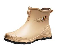 Wide Leg Wellies Waterproof Ankle Boots Women Dielectric Boots for Men for Men Anti Slip PVC Short Rain with Cushioned EVA Insole Work Shoes Fishing Gardening Boat Wide Width Mud (Yellow,6.5)