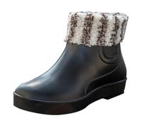 Wide Leg Wellies Waterproof Boots Gardening Shoes Women Climate Footwear Women's Spring Summer Autumn and Winter Short Sleeved Cotton Removable and Washable Outdoor Fashion Work Fishing Car Wash Kitch
