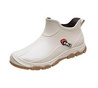Wide Leg Wellies Waterproof Boots Women Ladies Garden Shoes Boots Under 40 Four Fashion Non Slip Short Tube Rain Water Men Work Comfortable (White,5.5)