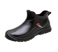 Wide Leg Wellies Waterproof Boots Women Ladies Garden Shoes Boots Under 40 Four Fashion Non Slip Short Tube Rain Water Men Work Comfortable (Black,5.5)