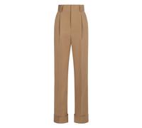 Wide-leg Wool Trousers with Front Pleats - female - Philosophy di Lorenzo Serafini - Straight Trousers - Beige - M - Trousers M