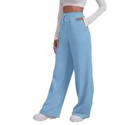 Wide Leg Work Trousers for Women UK Elasticated Waist Drawstring Gym Running Jogger Sweatpants Loose Fit Open Hem Stadium Pant Casual Guard Pants Jogging Tracksuit Bottoms with Pocket