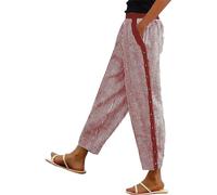 wide leg yoga pants for women uk plus size summer trousers Elasticated Waist Cropped Trouser Ladies Casual Striped Capris Pockets Drawstring Lightweight Palazzo Pants Holiday Beachwear Work Slacks