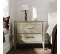 Wide Light Wood 2 Drawer Bedside Table - Delilah