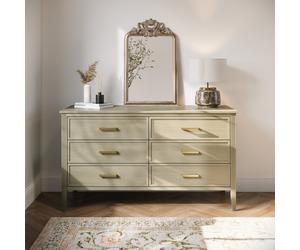 Wide Light Wood 6 Drawer Chest of Drawers - Delilah