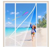 Wide Magnetic Screen Door Mesh Side Entry 215x250cm Double Patio Door Heavy Duty Mesh Screen Mosquito Net Removable Full Frame Magic Tape Keep Insects Away Without Compromise White