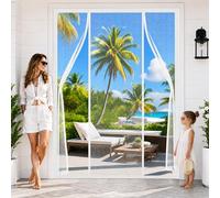 Wide Magnetic Screen Door White 125x185cm Double Door Magnetic Anti Mosquito Net Fly Screen with Powerful Magnets Double Opening Design for Maximum Airflow