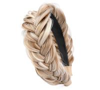 Wide Messy Braided Headband with Teeth Natural Looking Wide Braid Messy Hair Hoop Fishtail Braided Hair Band Hairpiece for Girls Women