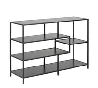 Wide Metal Bookcase 4 Tier Black Gold Oak Shelves Modern Industrial Display Unit