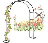 Wide Metal Garden Arch Trellis - Wedding Pergola Arbour 120/140/240cm, Indoor/Outdoor Lawn Decoration for Parties & Ceremonies, Black Frame (W1.2M x H2.2M)